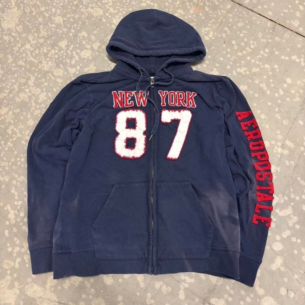 Vintage y2k Sun Faded Aeropostale Aero New York Full Zip HoodieSize XL
